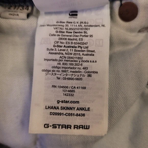 NWT G Star Raw Lhana Skinny Ankle 28x29 Aged Indigo Mid Rise Stretch Raw Hem - Picture 12 of 16